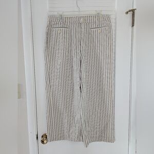 Madewell Emmett Striped Wide-Leg Crop Pants In Blue And Ivory Stripe